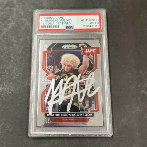 2022 PANINI PRIZM #196 KHABIB NURMAGOMEDOV SIGNED CARD PSA SLABBED COLLECTIBLE MEMORABILIA