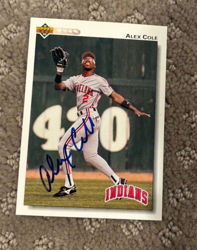 Alex Cole signed autographed 1991 Upper Deck Card #654 Cleveland Indians