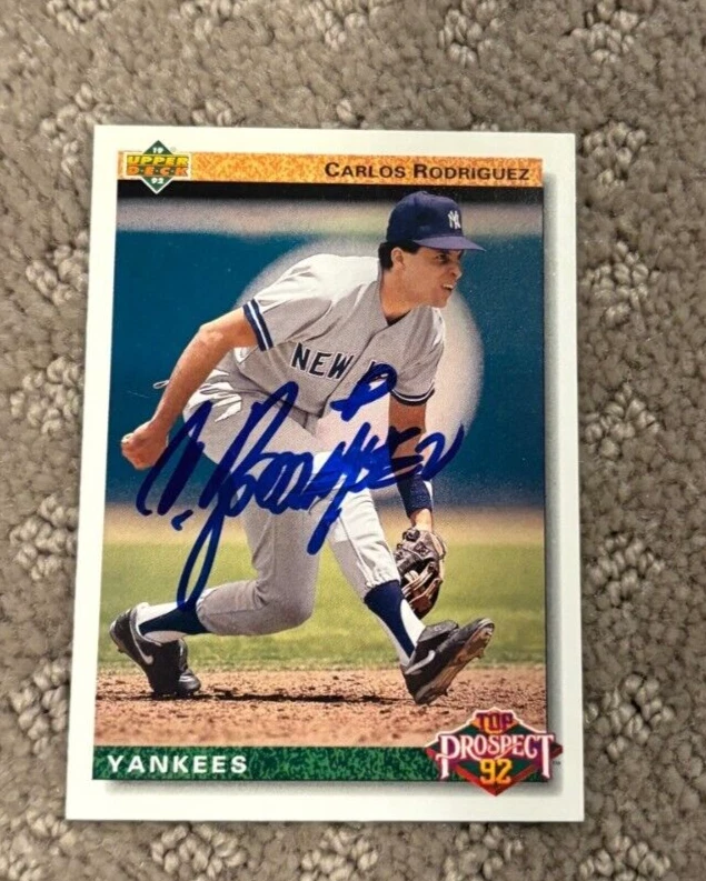Carlos Rodriguez signed autographed 1992 Upper Deck Card #77 Yankees