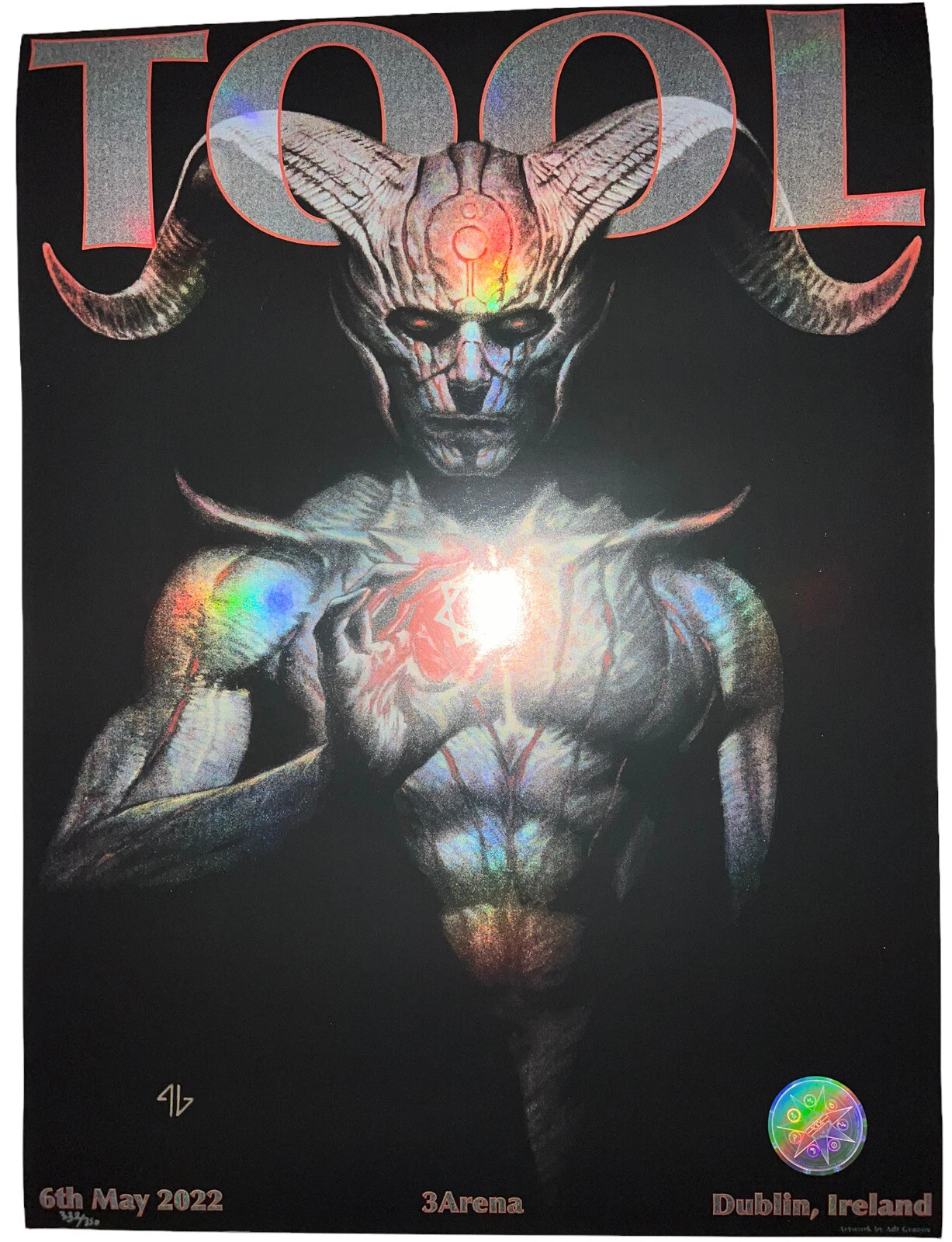 2022 TOOL DUBLIN IRELAND POSTER CONCERT TOUR 5/6/22 ADI GRANOV /350 !