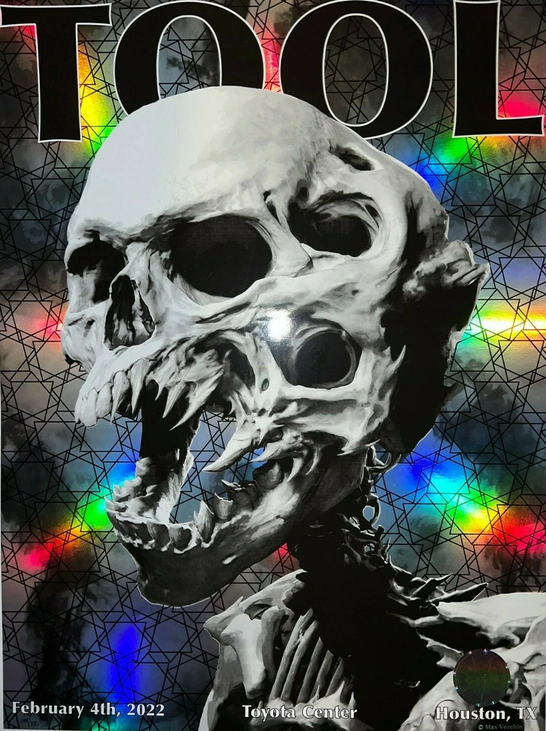 2022 TOOL HOUSTON POSTER CONCERT TOUR 2/4/22 MAX VEREHIN TOYOTA CENTER /730 *