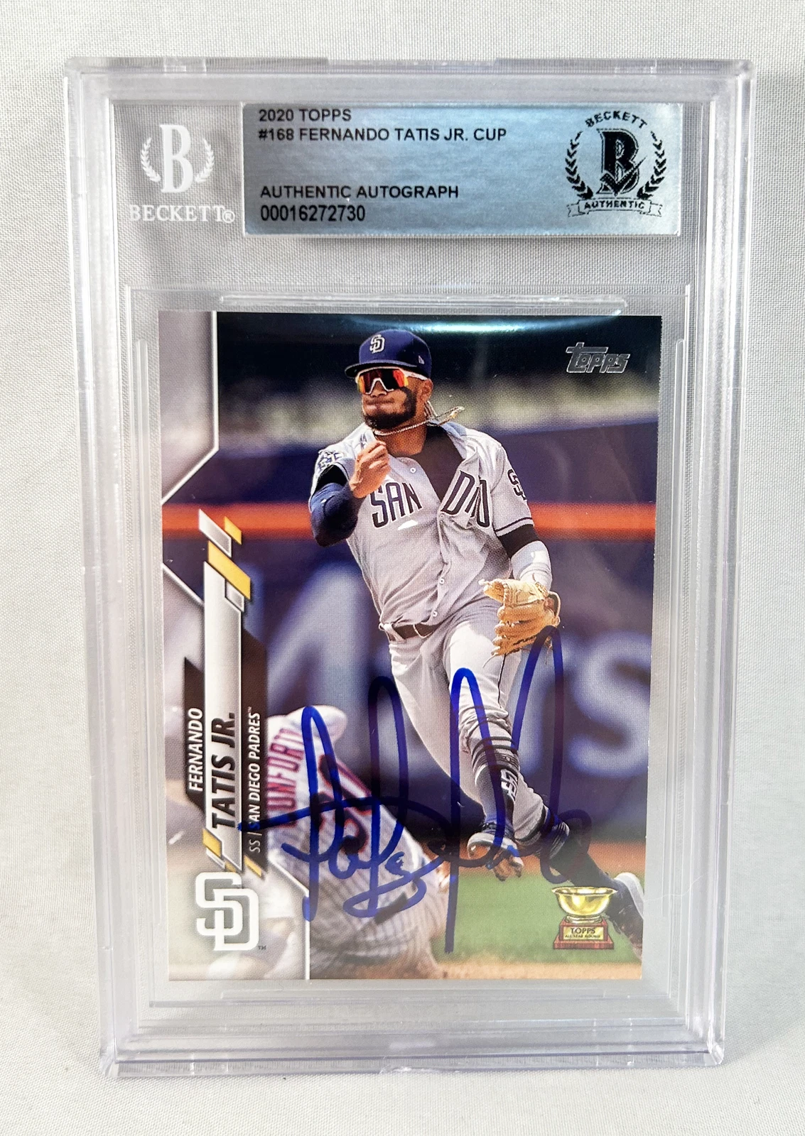 Fernando Tatis Jr Signed Rookie Card 2020 Topps #168 San Diego Padres Beckett...