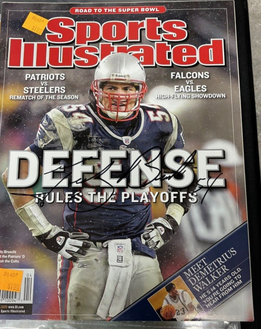 Tedy Bruschi SIGNED Autographed Sports Illustrated Magazine NO LABEL Patriots