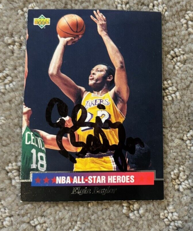 ELGIN BAYLOR SIGNED AUTOGRAPHED 1992-93 UPPER DECK LOS ANGELES LAKERS #2 CARD
