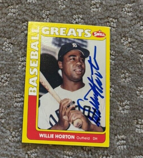 WILLIE HORTON SIGNED AUTOGRAPHED 1991 SWELL BASEBALL GREATS CARD DETROIT TIGERS COLLECTIBLE MEMORABILIA