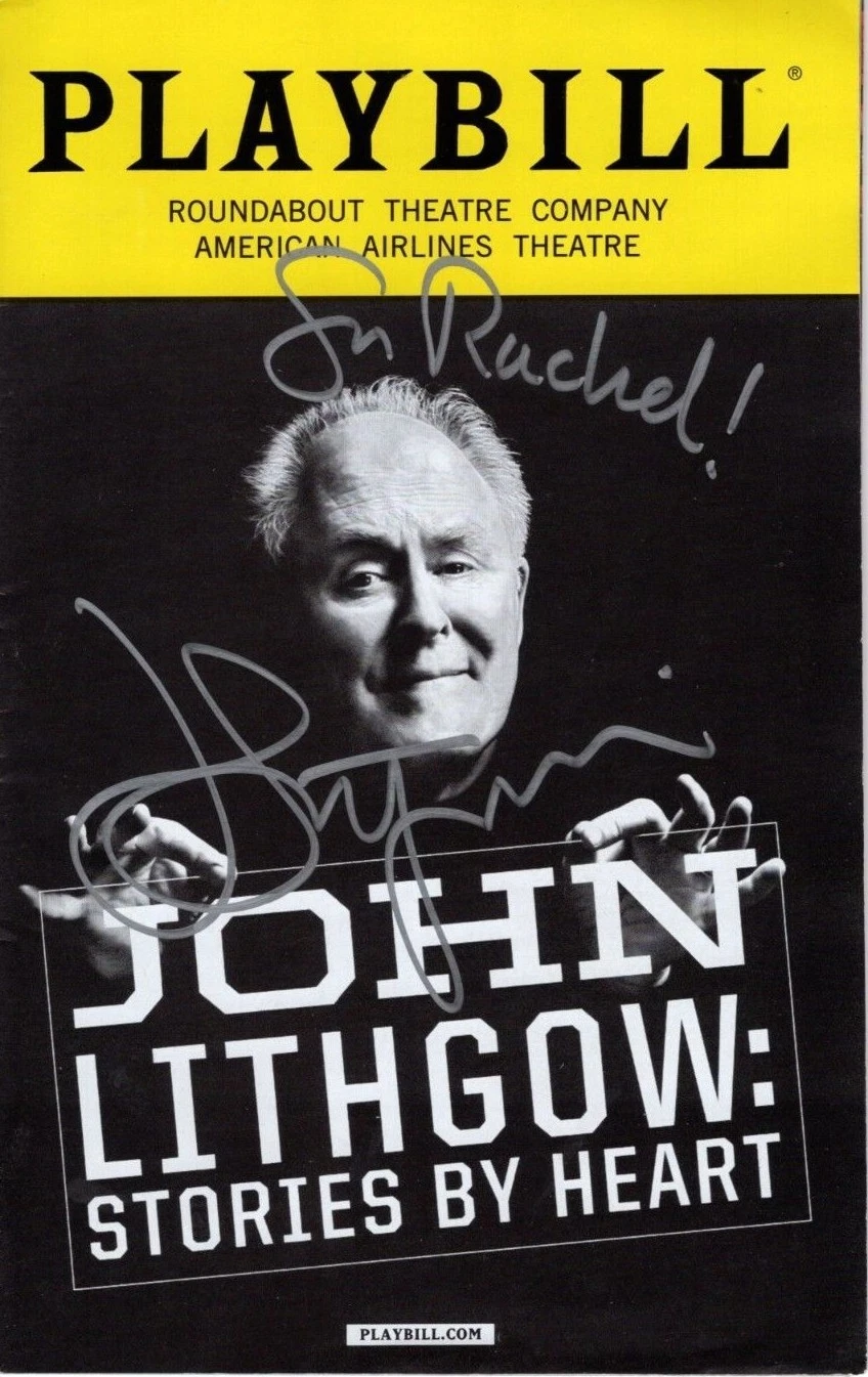JOHN LITHGOW Autographed Signed STORIES BY HEART Playbill - To Rachel
