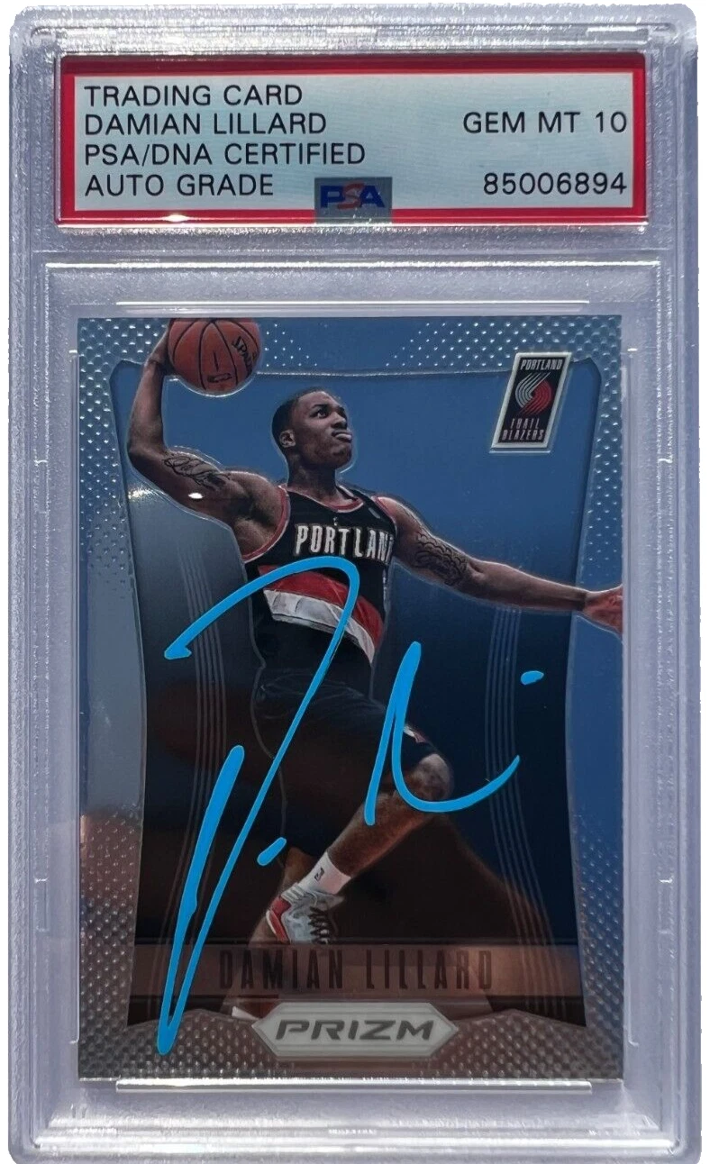DAMIAN LILLARD SIGNED 2012-13 PANINI PRIZM ROOKIE CARD #245 RC AUTO 10 PSA/DNA