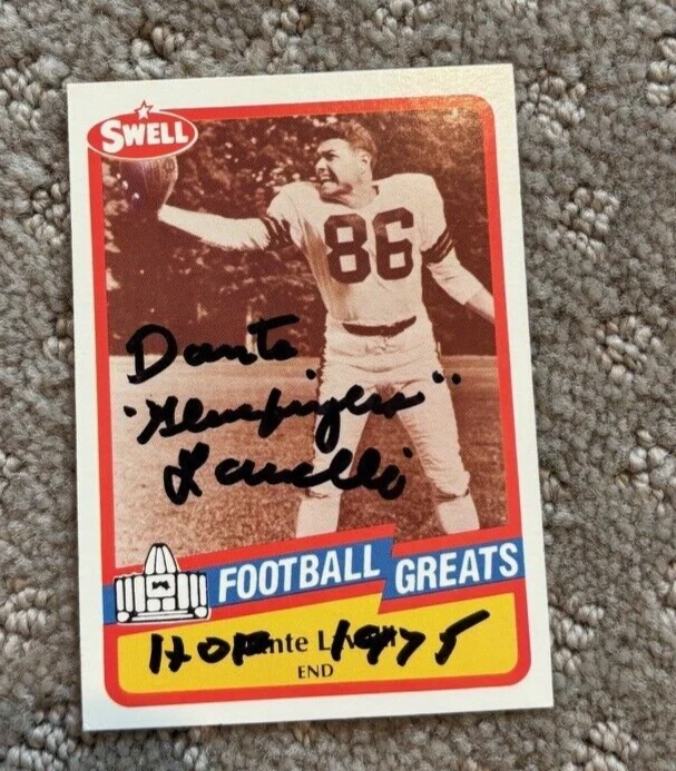 1989 SWELL FOOTBALL DANTE LAVELLI SIGNED AUTOGRAPHED #82 CLEVELAND BROWNS CARD COLLECTIBLE MEMORABILIA