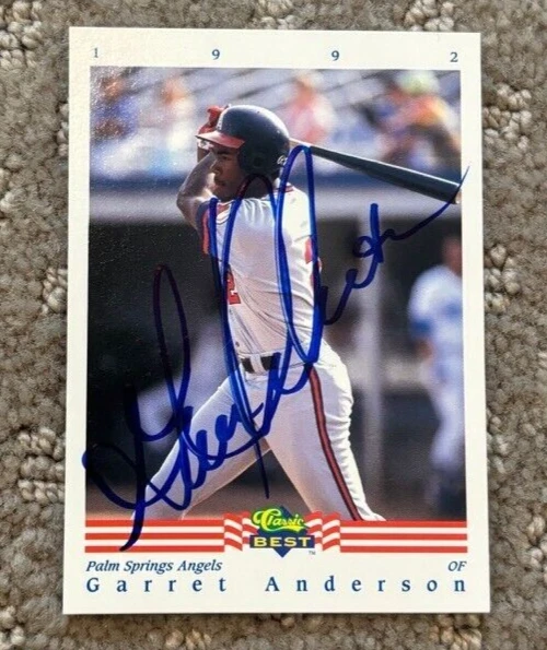 1992 CLASSIC BEST GARRET ANDERSON SIGNED AUTOGRAPHED BASEBALL CARD #209 ANGELS COLLECTIBLE MEMORABILIA