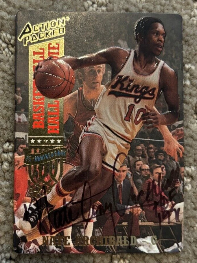 NATE ARCHIBALD 1993 ACTION PACKED SIGNED AUTOGRAPHED CARD #26 BOSTON CELTICS