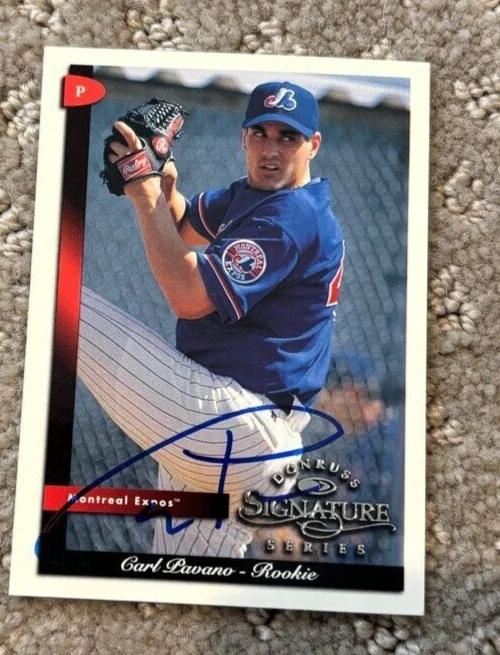 1998 Donruss Signature #101 Carl Pavano signed autographed card Montreal Expos