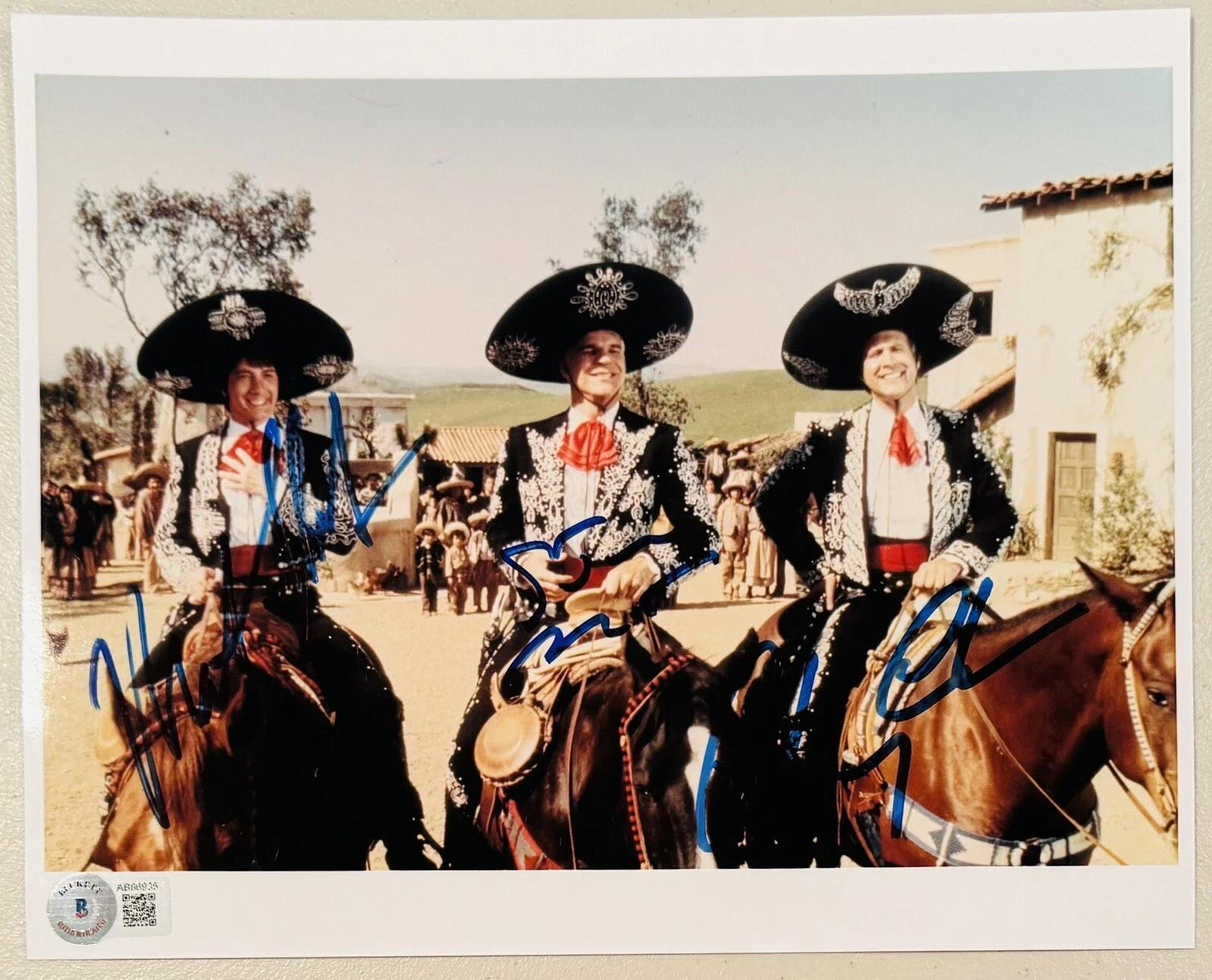 Steve Martin Chevy Chase Martin Short Signed Three Amigos 8x10 Photo BAS Beckett