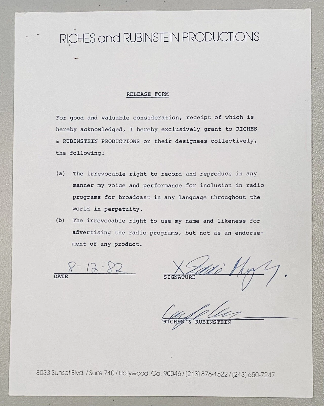 Eddie Murphy Signed Autographed 1982 Contract Full JSA Letter Early Signature