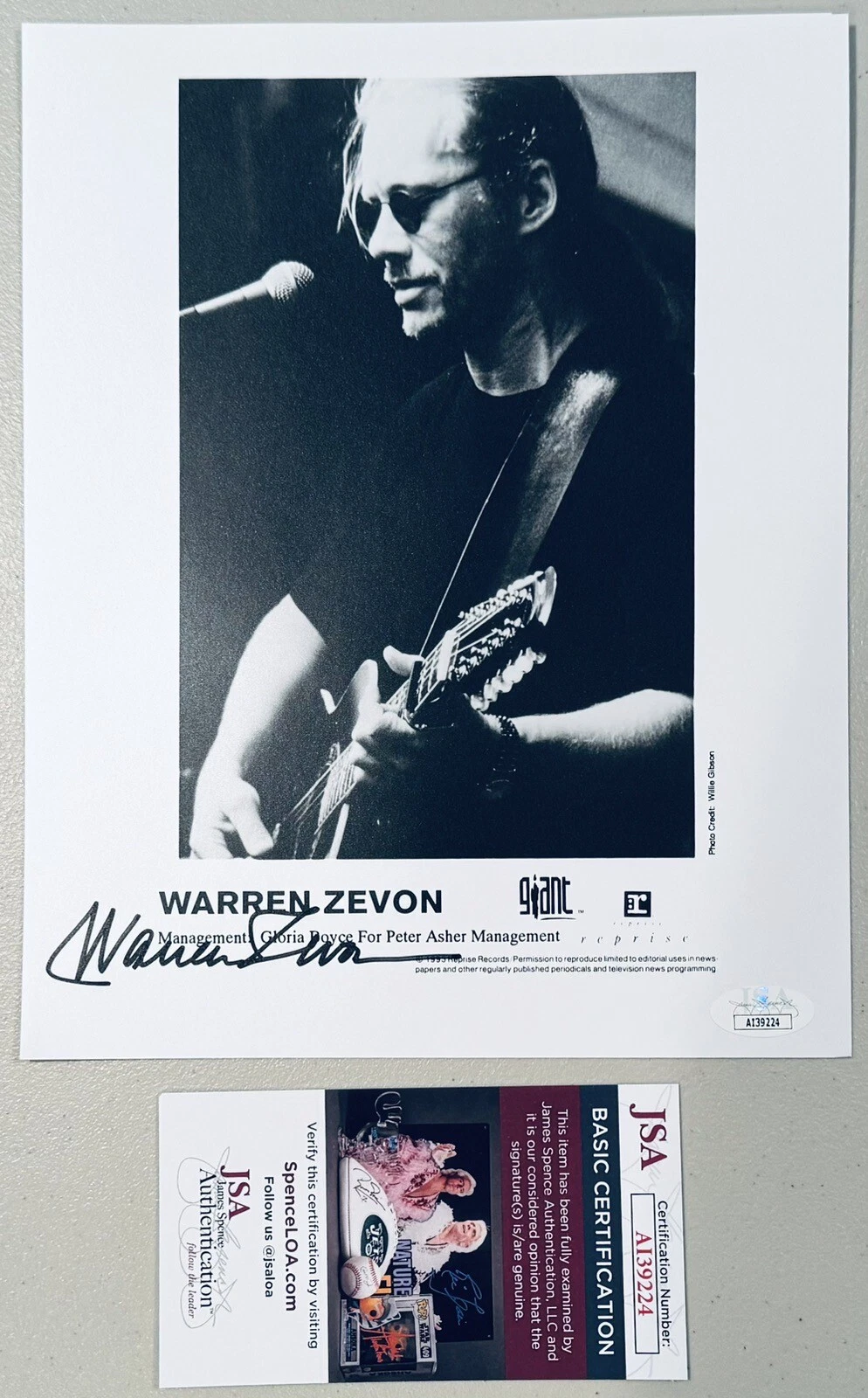 Warren Zevon Signed Autographed 8x10 Photo JSA Cert Werewolves Of London