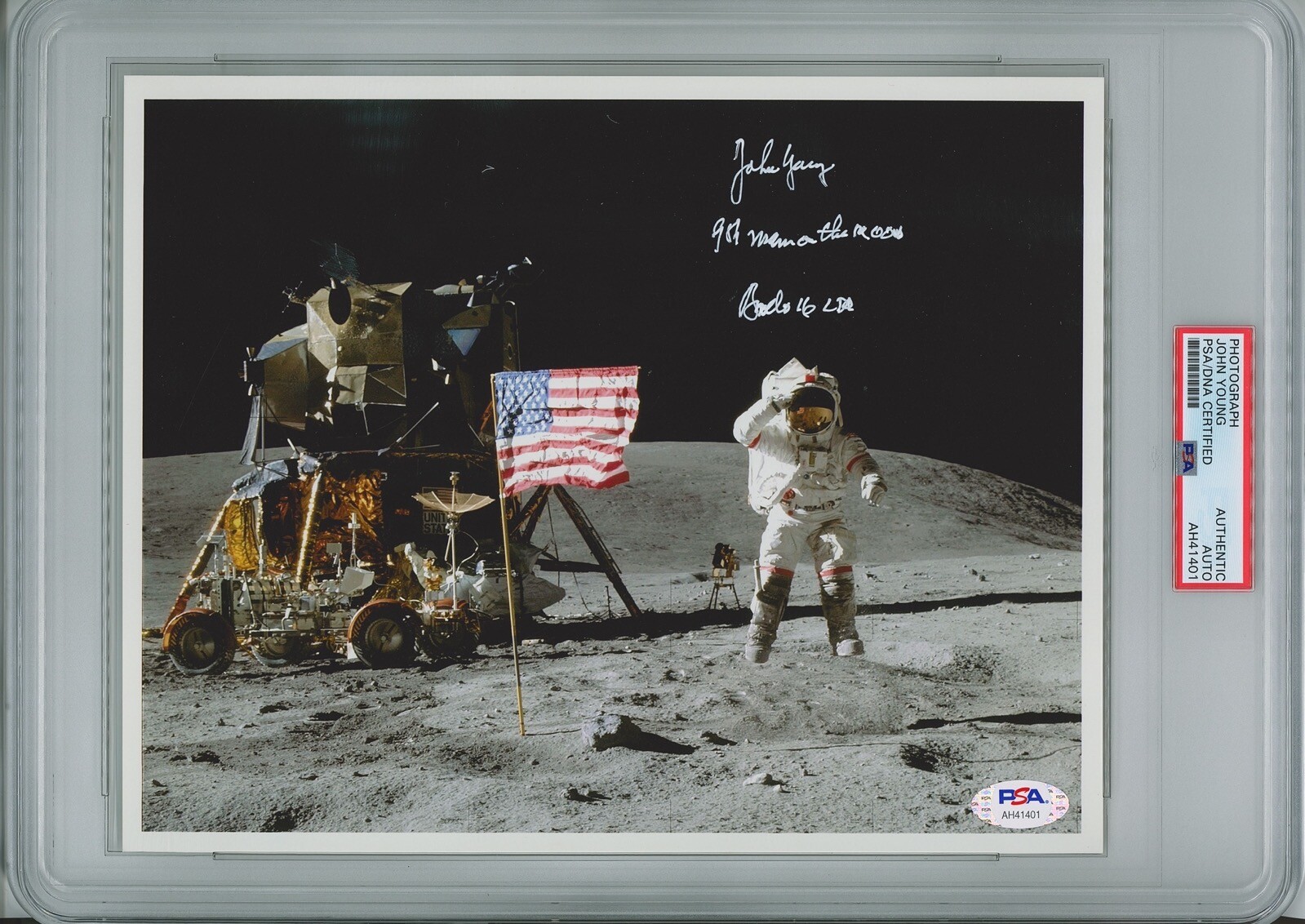 JOHN YOUNG SIGNED 8X10 PSA DNA AH41401 (D) APOLLO 16 9TH MOONWALKER