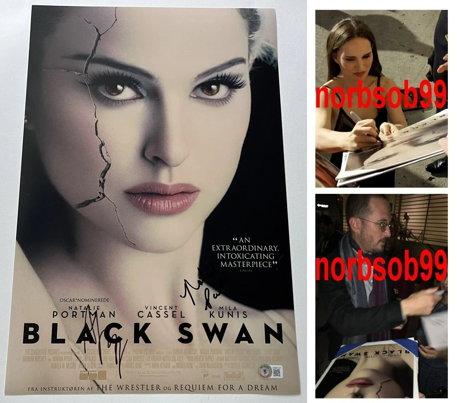 NATALIE PORTMAN DARREN ARONOFSKY SIGNED BLACK SWAN 12x18 PHOTO w/EXACT PROOF COA