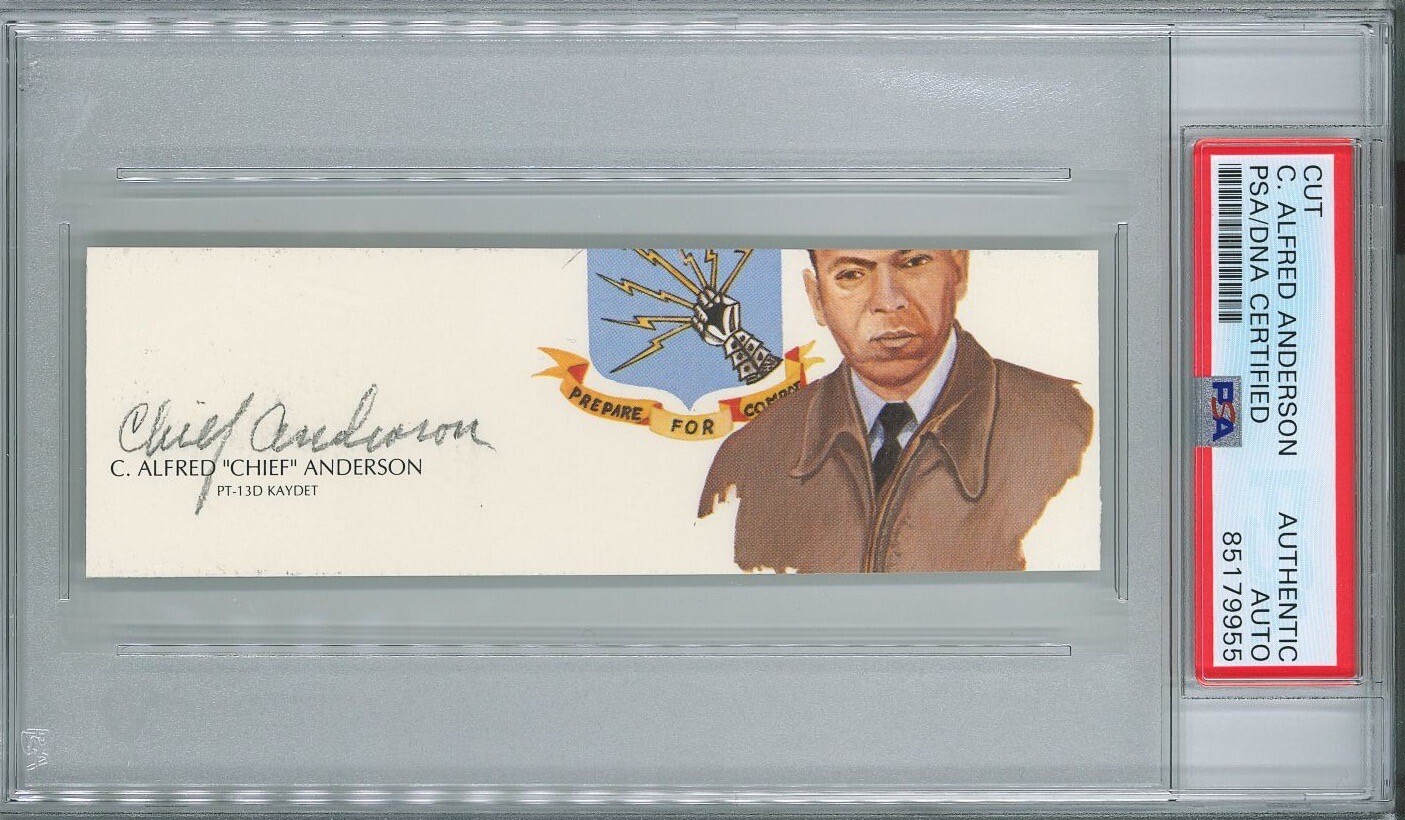 C. ALFRED ANDERSON SIGNED CUT SIGNATURE PSA DNA 85179955 (D) TUSKEGEE AIRMEN