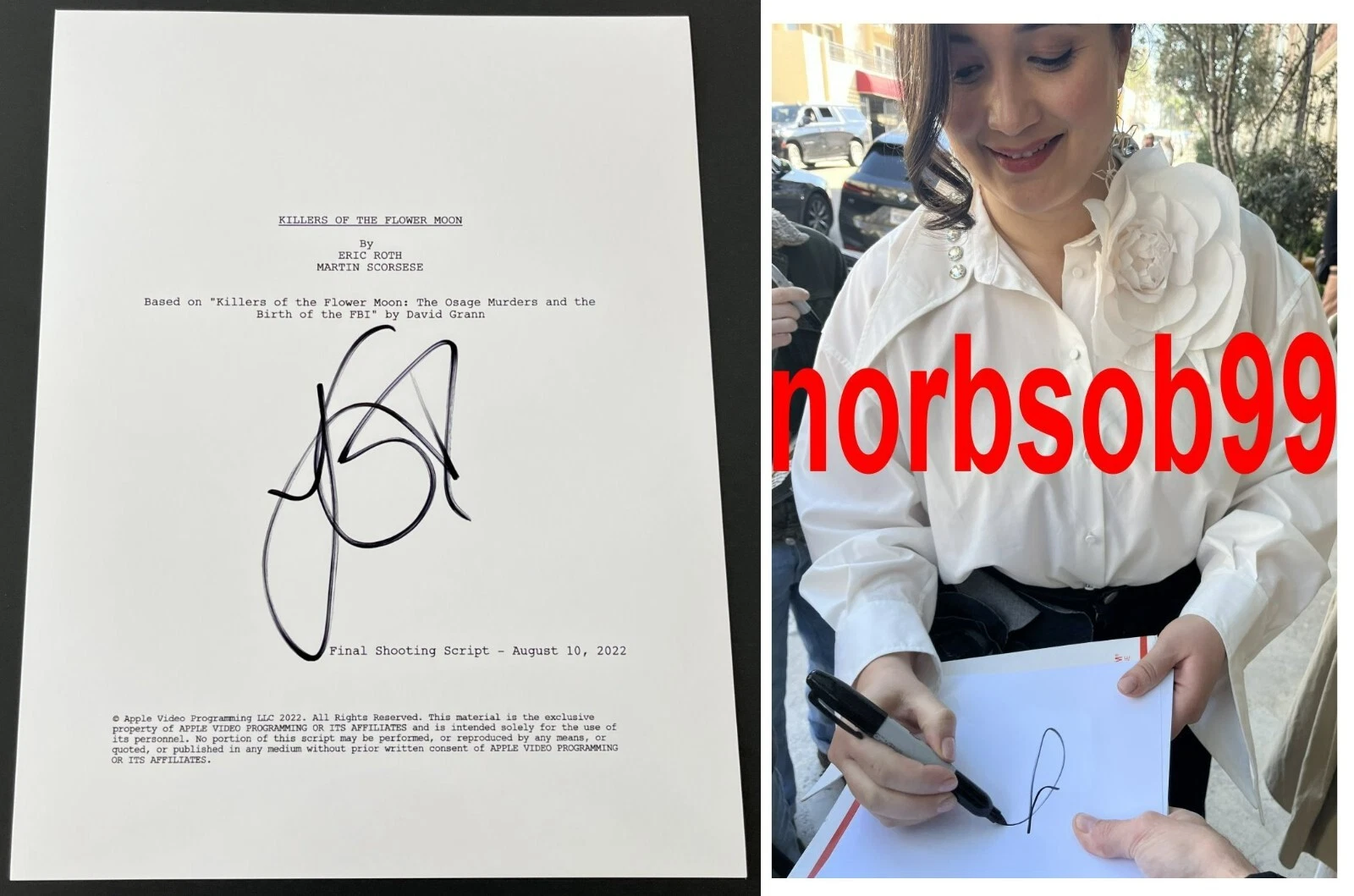 LILY GLADSTONE SIGNED AUTOGRAPH KILLERS OF THE FLOWER MOON SCRIPT w/EXACT PROOF