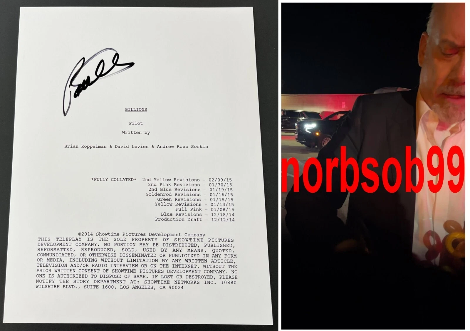 PAUL GIAMATTI SIGNED AUTOGRAPH BILLIONS FULL PILOT SCRIPT w/EXACT VIDEO PROOF