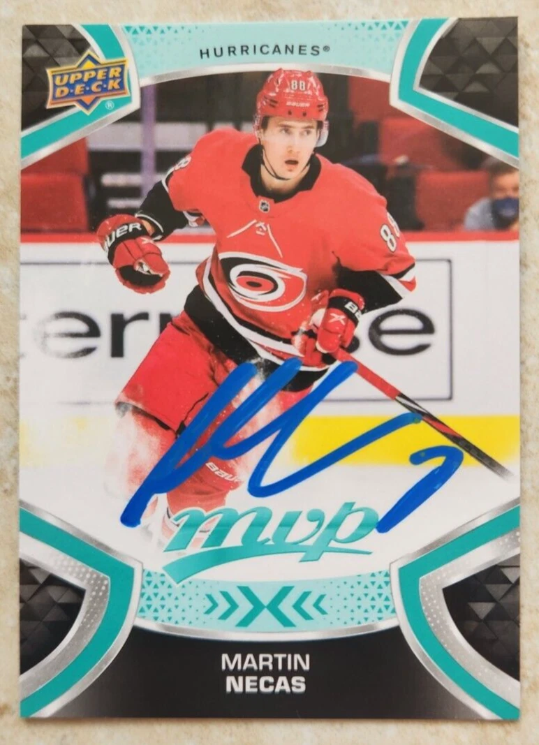 Martin Necas Signed 2021-22 Upper Deck MVP Card #174 Carolina Hurricanes 2
