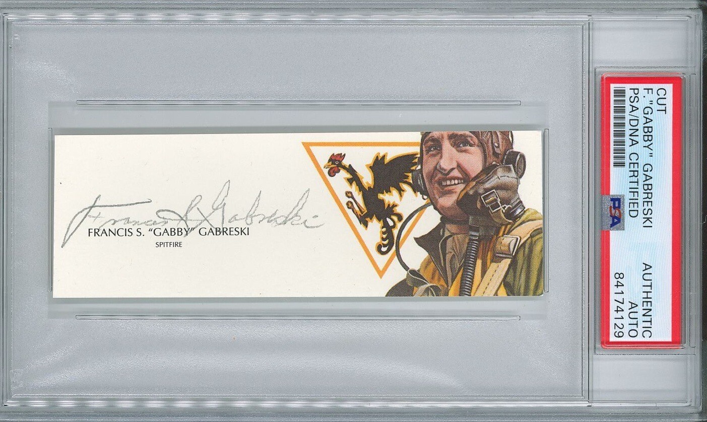FRANCIS GABBY GABRESKI SIGNED CUT SIGNATURE PSA DNA 84174129 (D) WWII ACE 34.5V