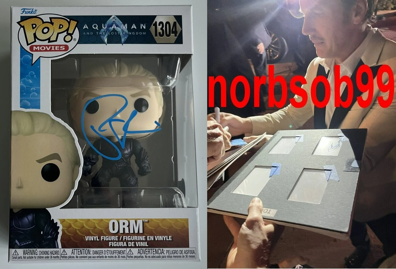PATRICK WILSON SIGNED AUTOGRAPH AQUAMAN ORM FUNKO #1305 w/PROOF BECKETT BAS COA