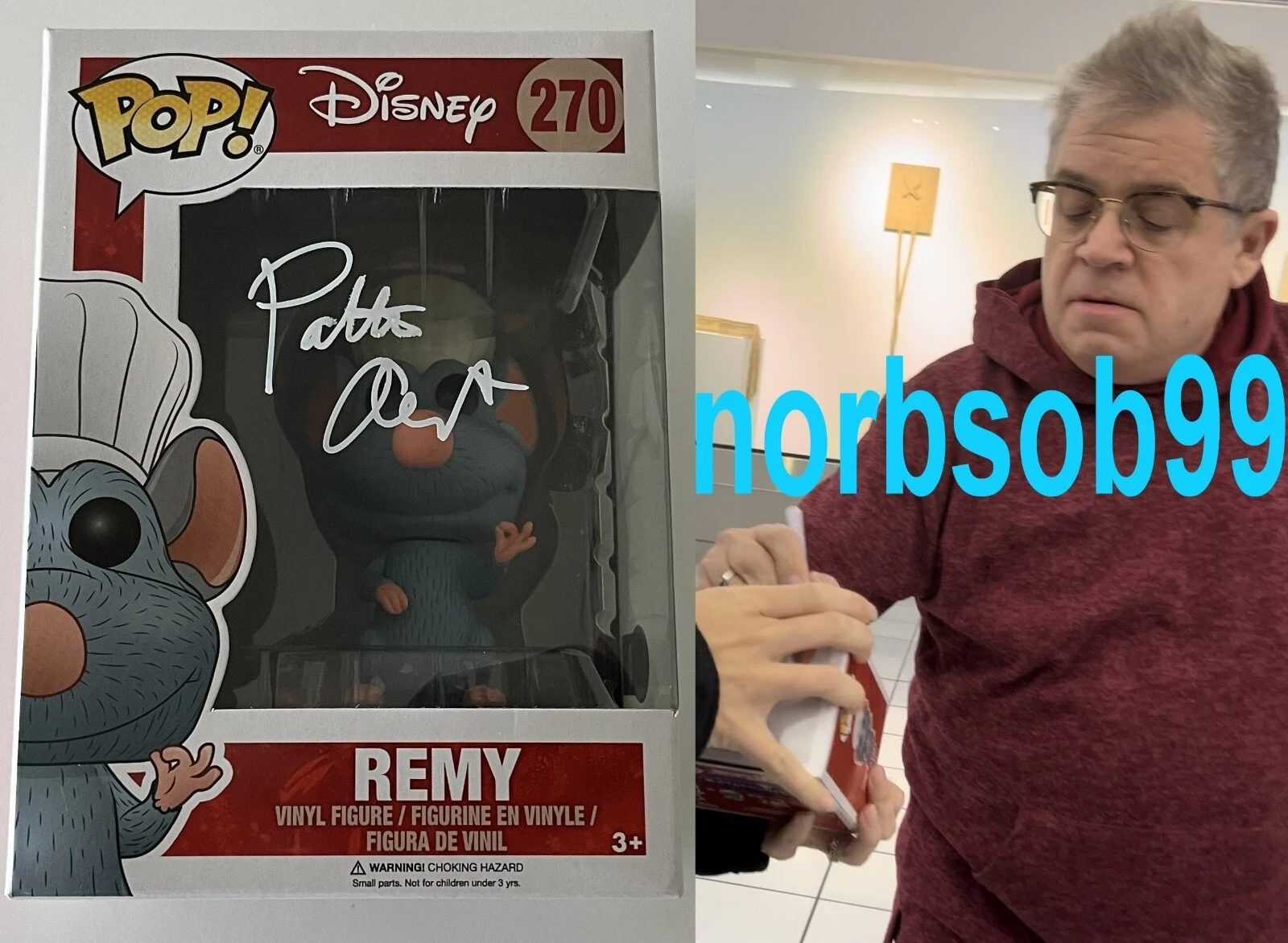 PATTON OSWALT SIGNED RATATOUILLE REMY FUNKO 270 wEXACT VIDEO PROOF & BECKETT COA