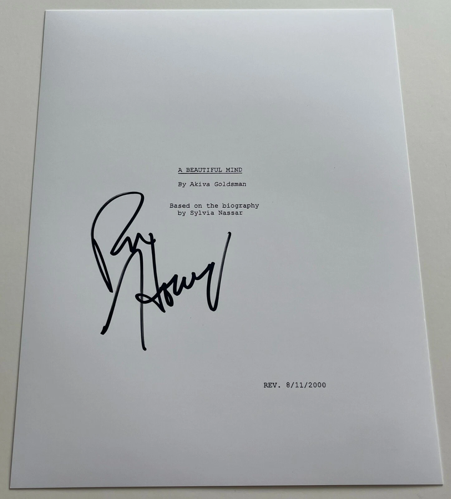 RON HOWARD SIGNED A BEAUTIFUL MIND FULL 126 PAGE SCRIPT w/PROOF BECKETT COA