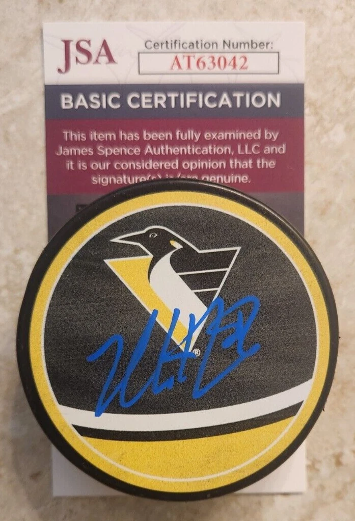 Kris Letang Signed Reverse Retro Puck w/ JSA COA #AT63042 Pittsburgh Penguins