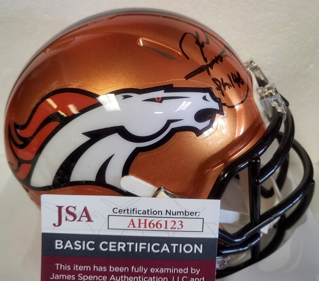 KARL MECKLENBURG DENVER BRONCOS SIGNED AUTO FLASH MINI HELMET JSA #AH66123