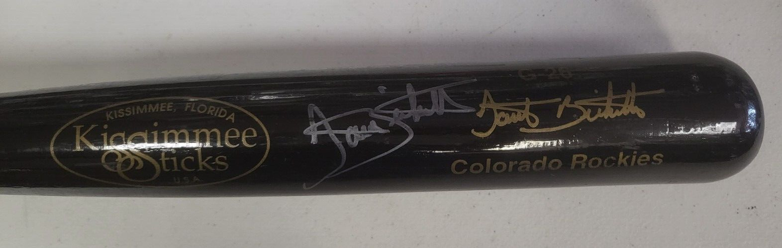 DANTE BICHETTE COLORADO ROCKIES AUTO GAME USED KISSIMMEE STICKS BAT BECKETT