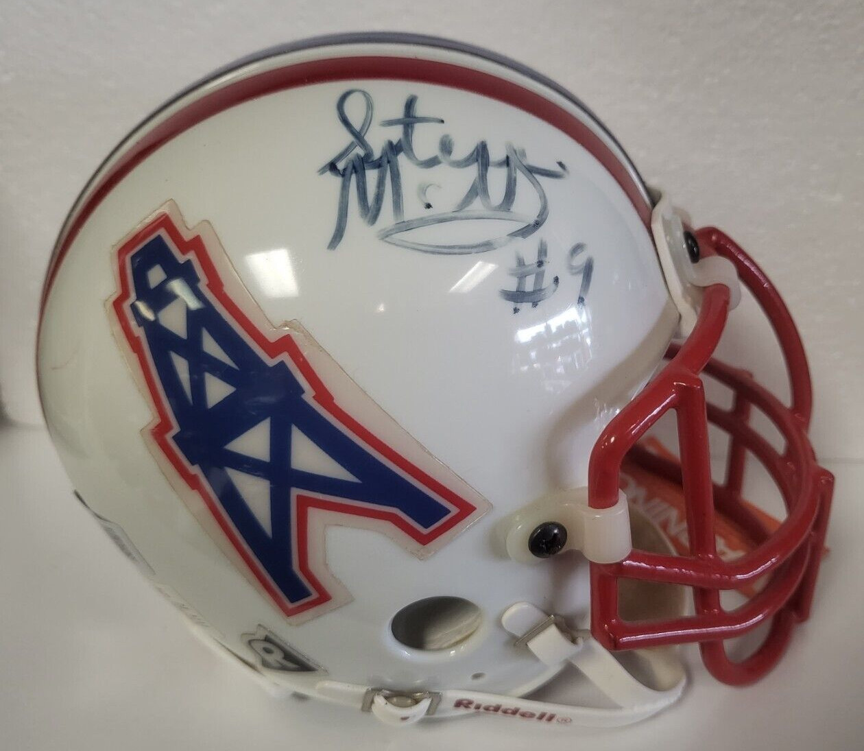 STEVE MCNAIR HOUSTON OILERS SIGNED AUTO AUTHENTIC MINI HELMET BECKETT