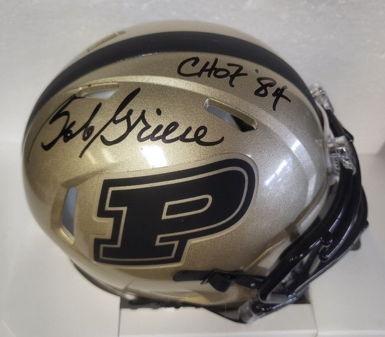 BOB GRIESE PURDUE CHOF 84 SIGNED AUTOGRAPHED MINI HELMET BECKETT