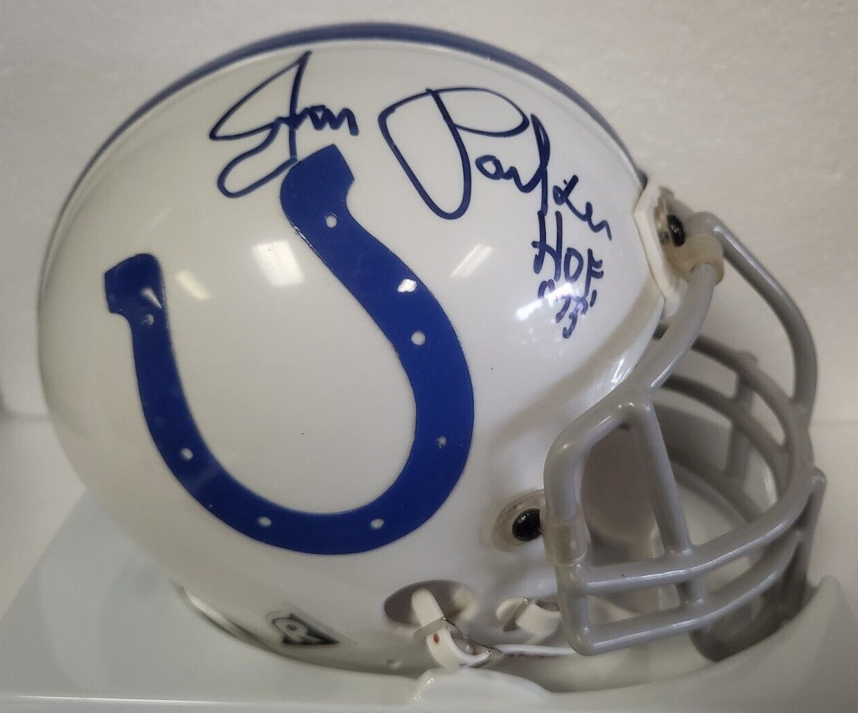 JIM PARKER BALTIMORE COLTS HOF 73 SIGNED AUTOGRAPH MINI HELMET BECKETT