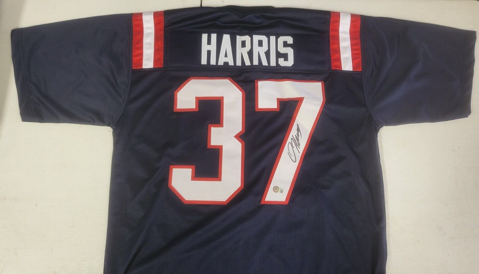 DAMIEN HARRIS #37 NEW ENGLAND PATRIOTS SIGNED AUTOGRAPHED JERSEY SIZE XL BECKETT