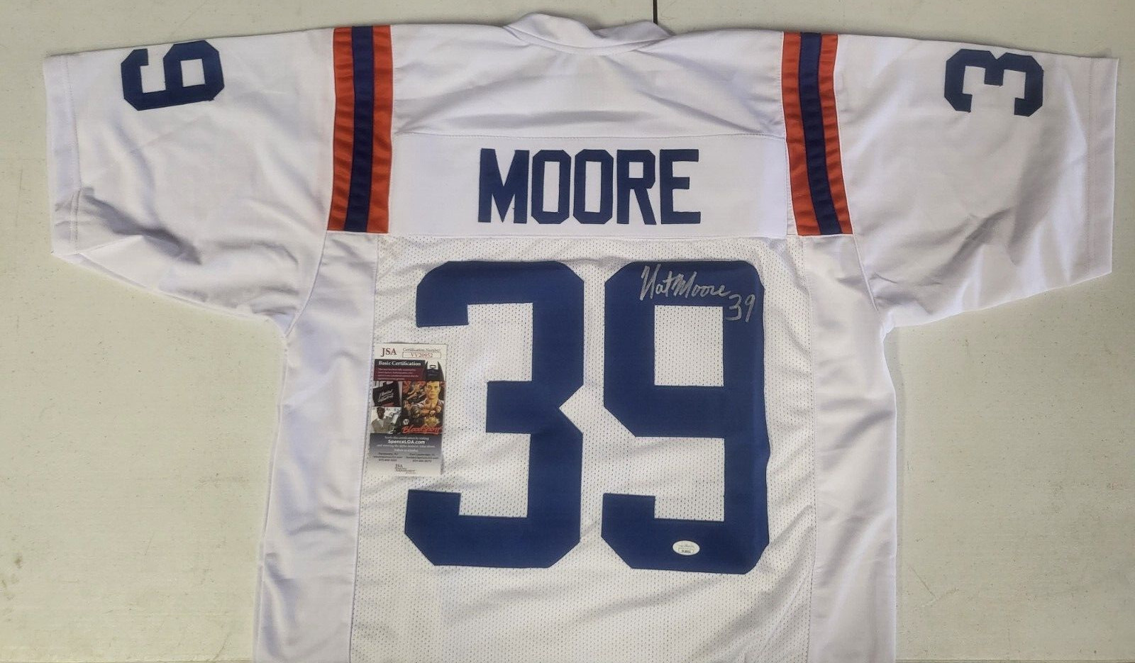 NAT MOORE #39 COLLEGE SIGNED AUTOGRAPHED AUTO JERSEY SIZE XL JSA COA