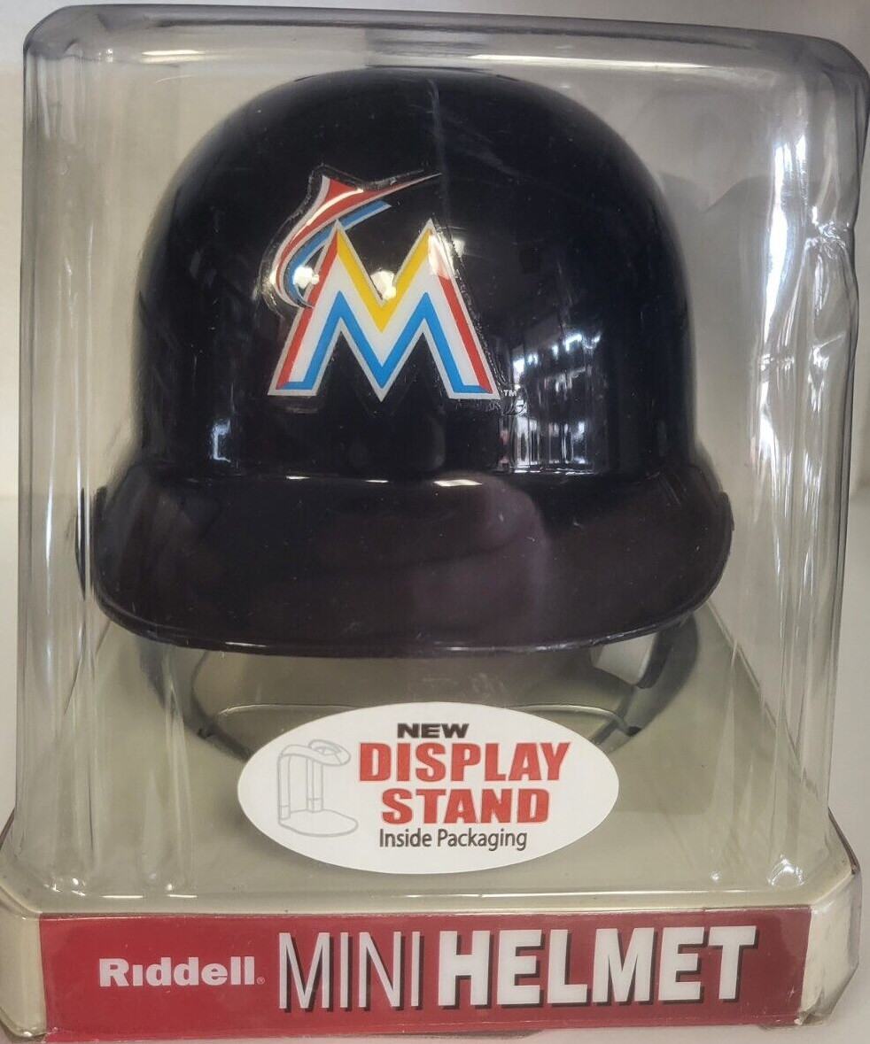 MIAMI MARLINS MLB TEAM LOGO RIDDELL UNSIGNED BASEBALL MINI HELMET W/BOX