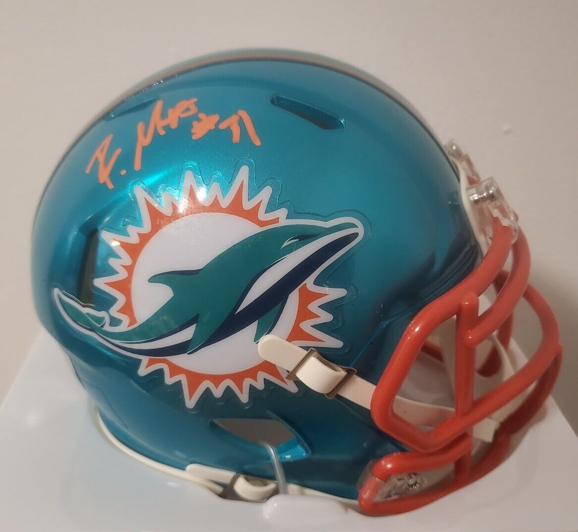 RAHEEM MOSTERT MIAMI DOLPHINS SIGNED AUTO AUTOGRAPHED FLASH MINI HELMET BECKETT