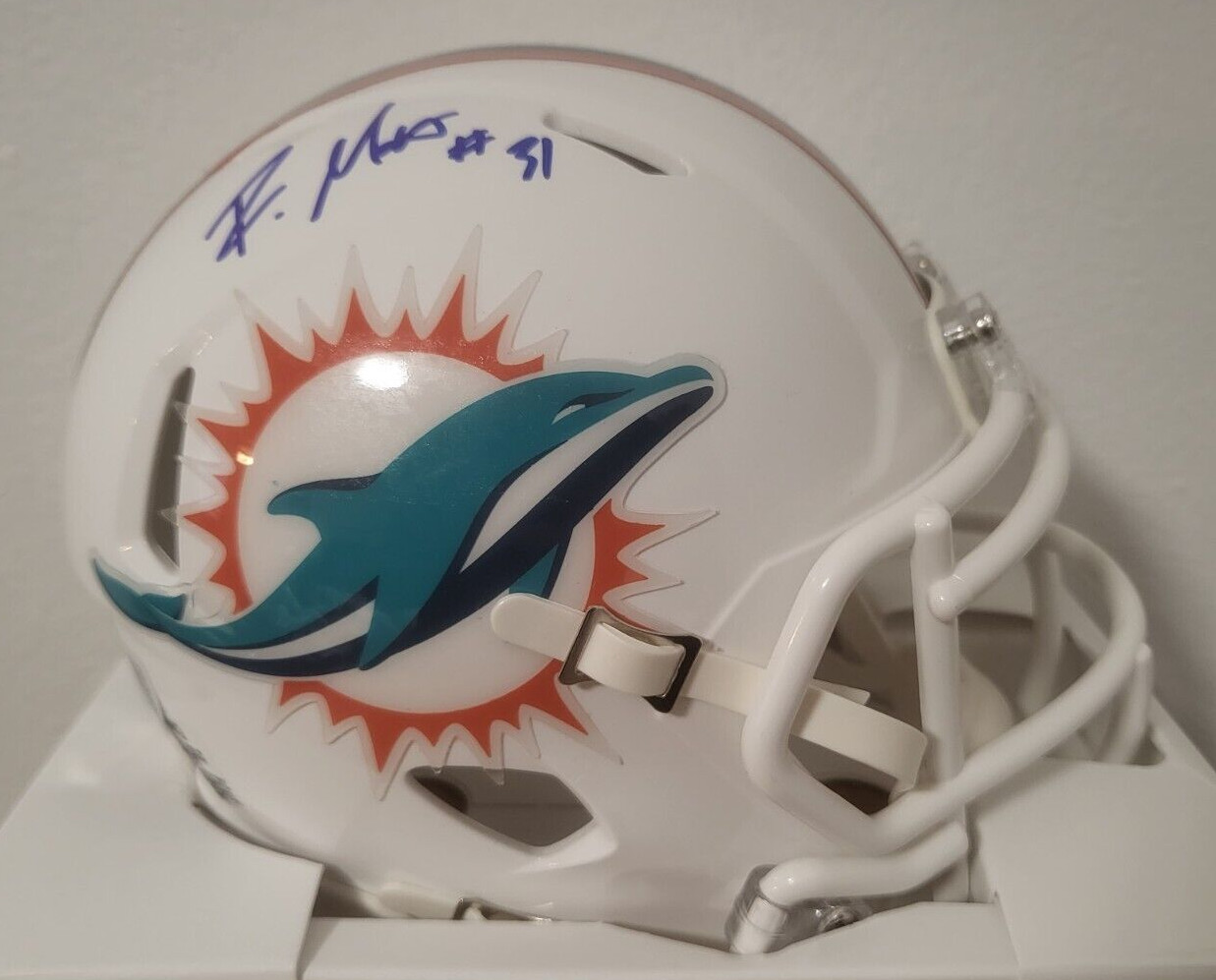 RAHEEM MOSTERT MIAMI DOLPHINS SIGNED AUTO AUTOGRAPHED SPEED MINI HELMET BECKETT
