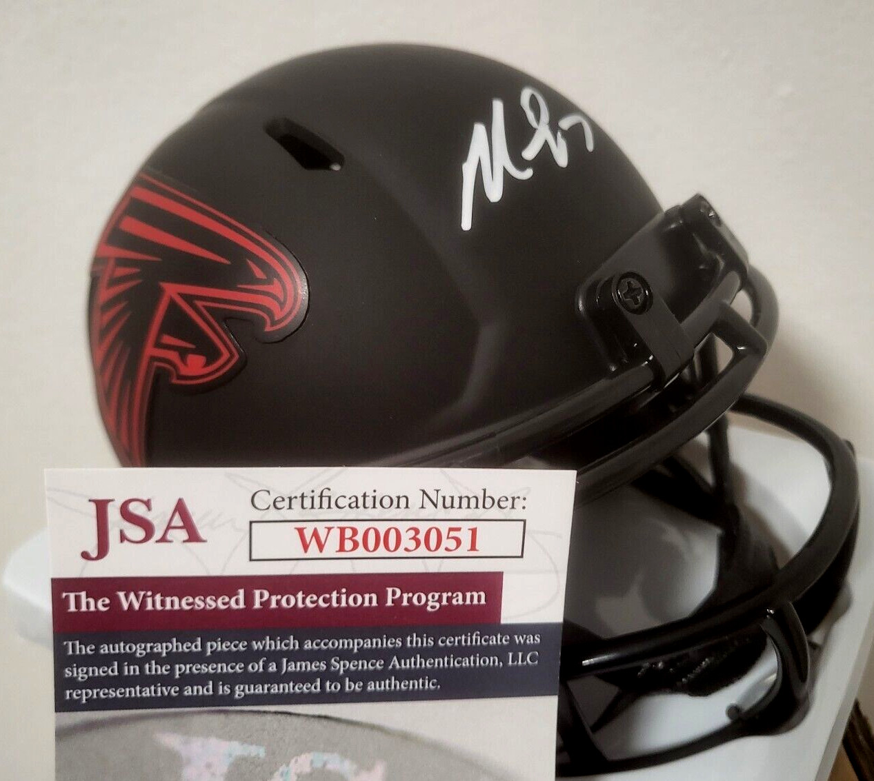 MICHAEL VICK ATLANTA FALCONS SIGNED AUTOGRAPHED ECLIPSE BLACK MINI HELMET JSA