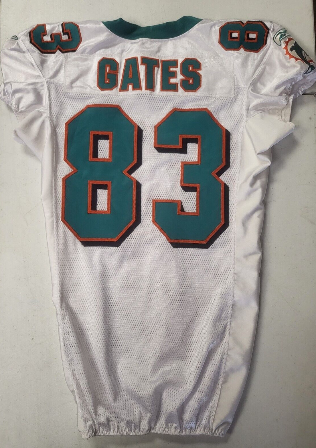 EDMUND GATES MIAMI DOLPHINS #83 GAME USED REEBOK NFL FOOTBALL JERSEY