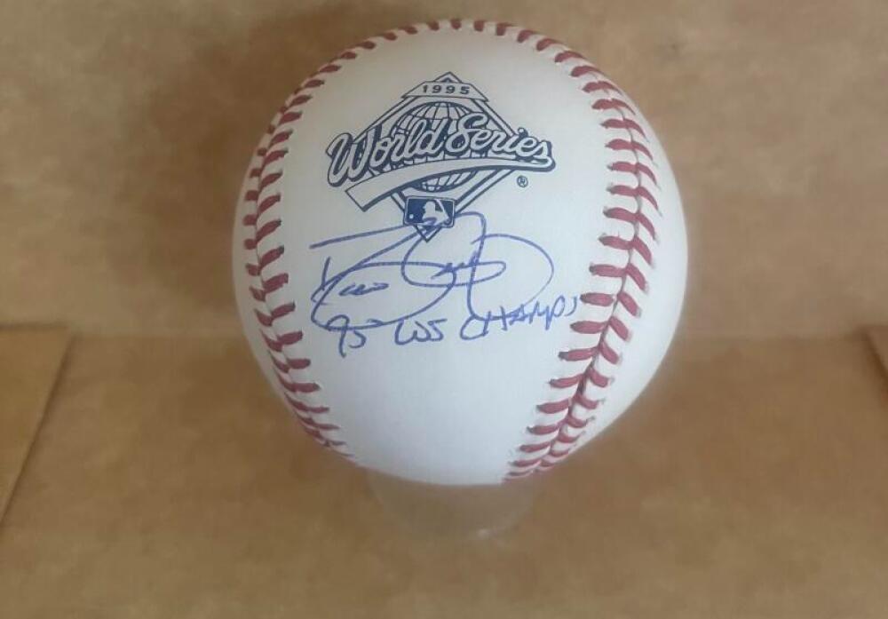 DAVE JUSTICE BRAVES 95 WS CHAMPS SIGNED 1995 WS BASEBALL JSA AUTH