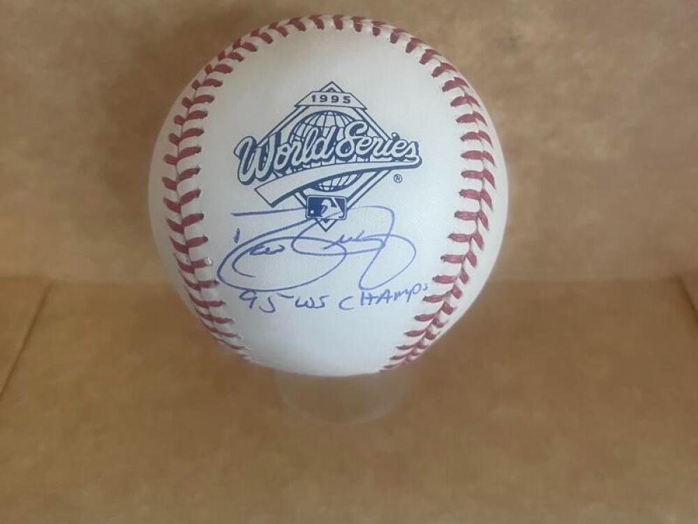 DAVE JUSTICE BRAVES 95 WS CHAMPS SIGNED 1995 WS BASEBALL JSA AUTH
