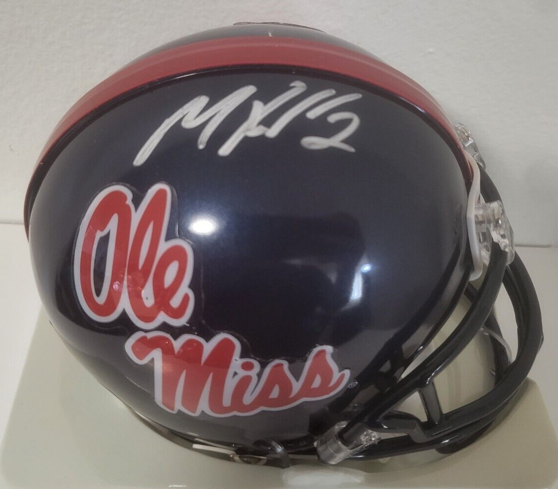 MIKE WALLACE OLE MISS SIGNED AUTOGRAPHED MINI HELMET W/ WALLACE HOLOGRAM