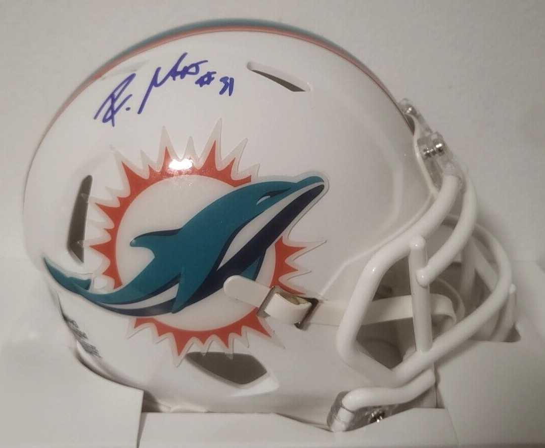 RAHEEM MOSTERT MIAMI DOLPHINS SIGNED AUTOGRAPHED SPEED MINI HELMET BECKETT *