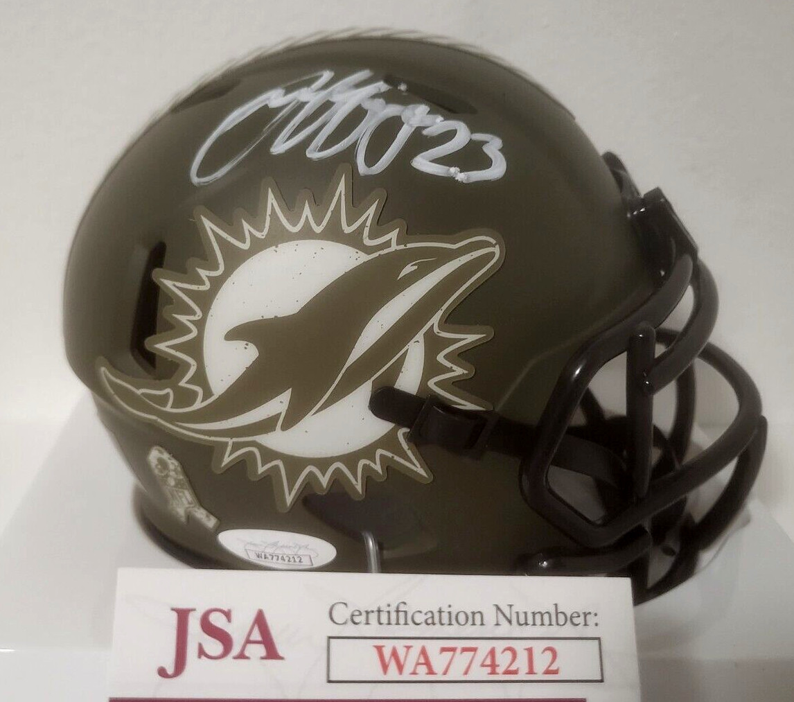 JEFF WILSON JR MIAMI DOLPHINS SIGNED AUTO SALUTE TO SERVICE MINI HELMET JSA