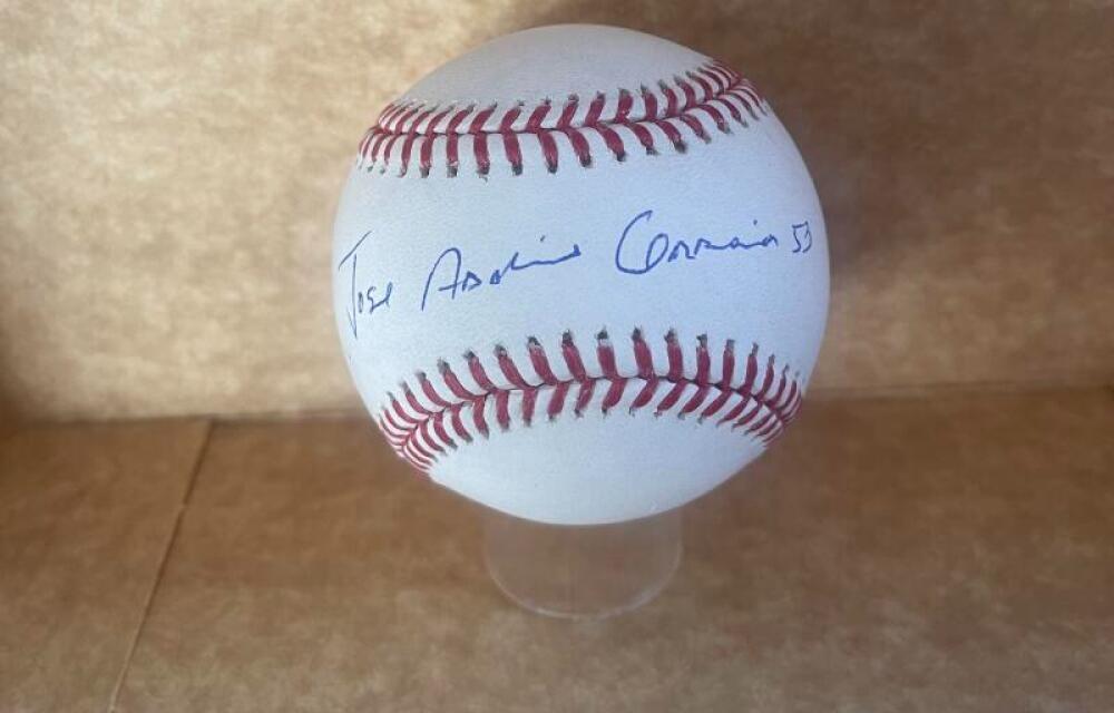 JOSE ADOLIS GARCIA TEXAS RANGERS SIGNED AUTOGRAPHED M.L. BASEBALL BECKETT