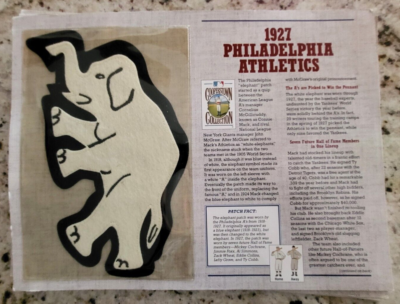 1994 COOPERSTOWN 1927 PHILADELPHIA ATHLETICS EMBLEM PATCH WILLABEE WARD