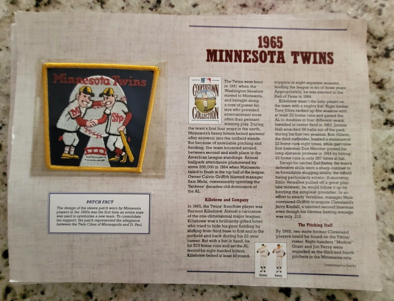 1994 COOPERSTOWN COLLECTION 1965 MINNESOTA TWINS EMBLEM PATCH WILLABEE WARD COLLECTIBLE MEMORABILIA