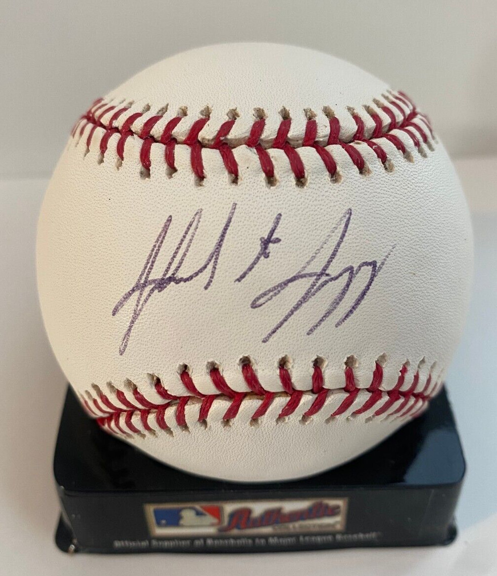 ALFREDO AMEZEGA FLORIDA MARLINS SIGNED AUTO MAJOR LEAGUE BASEBALL W/COA W/CUBE